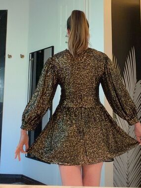 Zara Black and Gold Sequin Mini Dress
